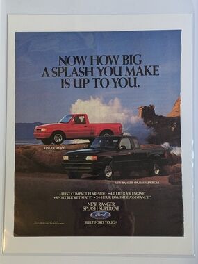 1994 Ford Ranger Truck Ad Poster, Vintage 90s Wall Hanging, Pickup Truck, Retro